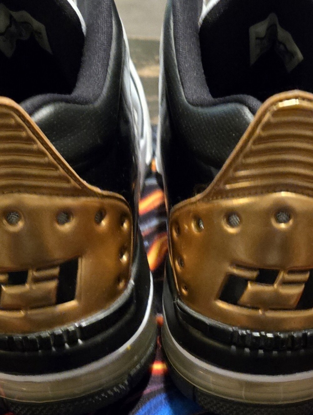 Jordan Men's Athletic Shoes in Black and Metallic Gold Heel